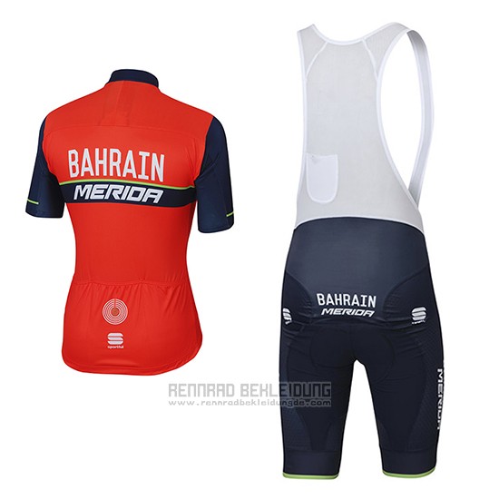 2017 Fahrradbekleidung Bahrain Merida Rot Trikot Kurzarm und Tragerhose - zum Schließen ins Bild klicken